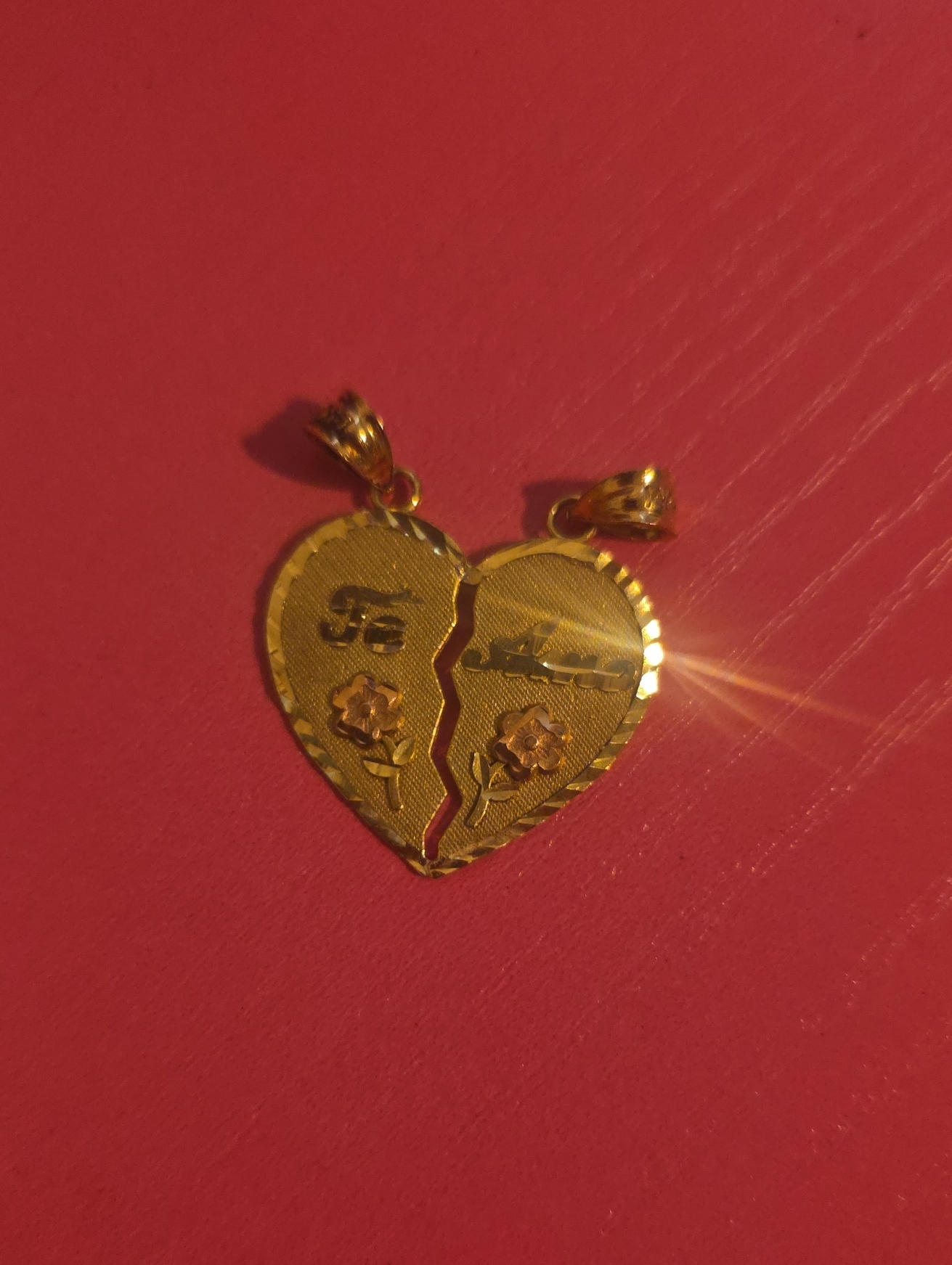 Gold 14k Tone 14k Split Heart Pendant Necklace